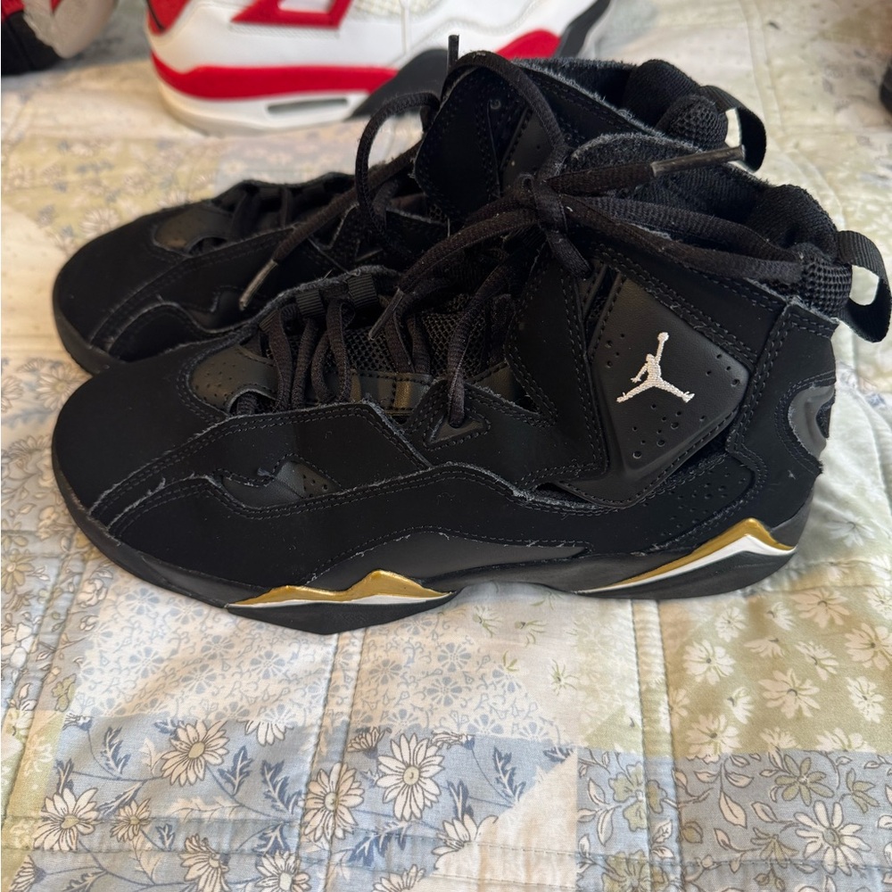 Jordan Kids Black and Gold High-Top Sneakers